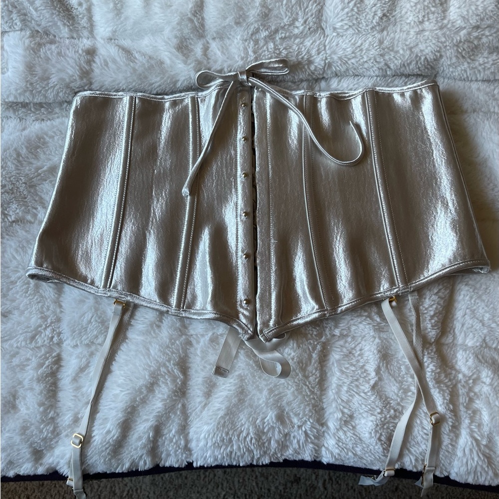 NWOT - Dream Angels, shimmer, gold metallic champagne smooth satin waist cincher